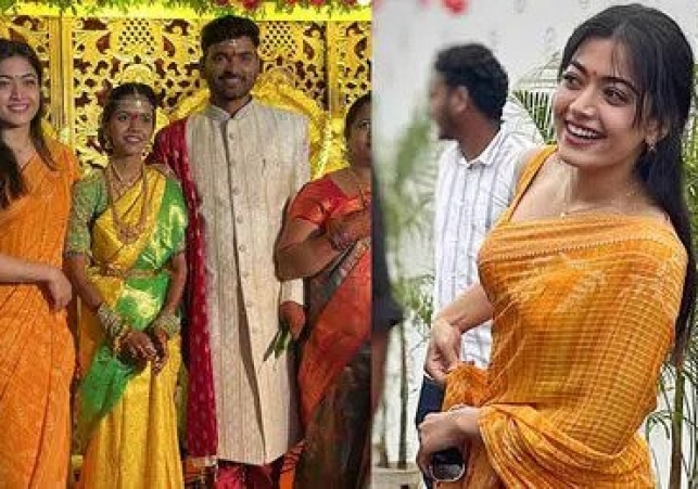 రష్మిక కాళ్లు మొక్కిన వధూ వరుులు - వైరల్ అవుతున్న వీడియో